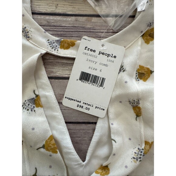 Free People Bohemian Tunic Top - Rust/Ivory Comb Size 6 NWT Floral - Picture 4 of 9